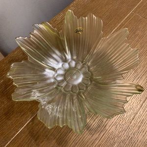 Light Green Murano Bowl.  Looks like a flower w/ 6 petals.  11 3/4” W 3 1/4” H